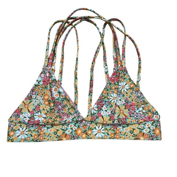 Kulani Kinis Brand Floral Triple Straps Bikini Top Size Small - Picture 3 of 9